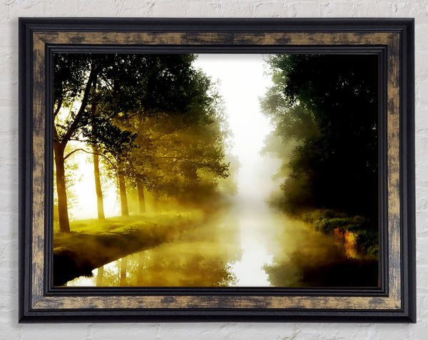 Misty Morning Lake Framed Print