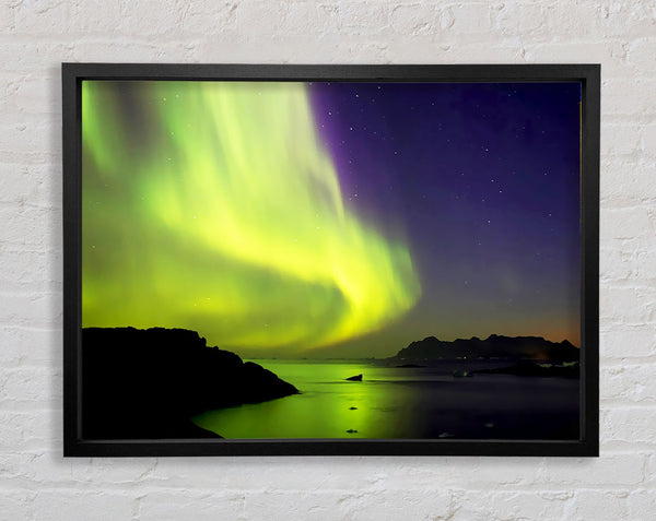 Northern Lights River Flow Framed Print