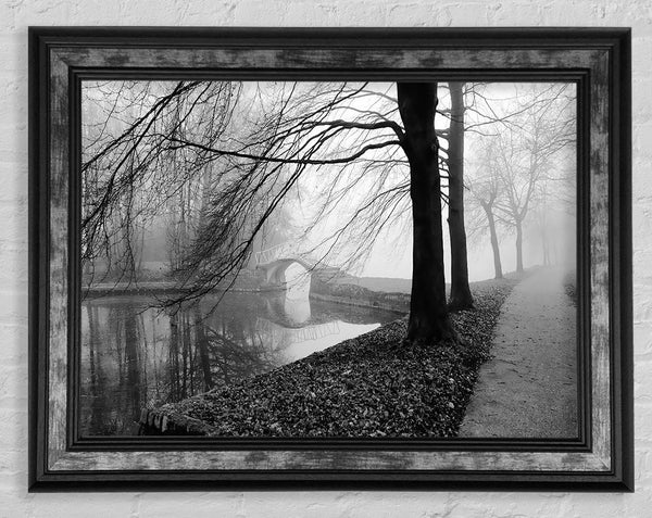 Winter River Walk B n W Framed Print