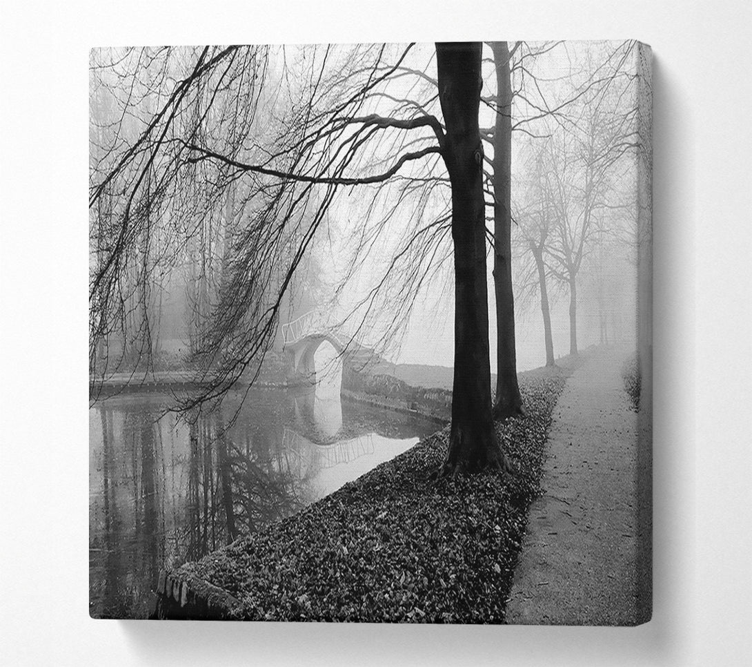  A Canvas Print of Winter River Walk B n W Canvas Print