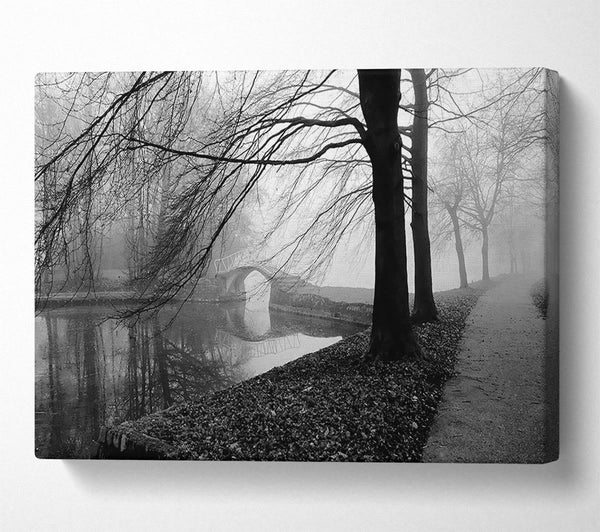  A Canvas Print of Winter River Walk B n W Canvas Print
