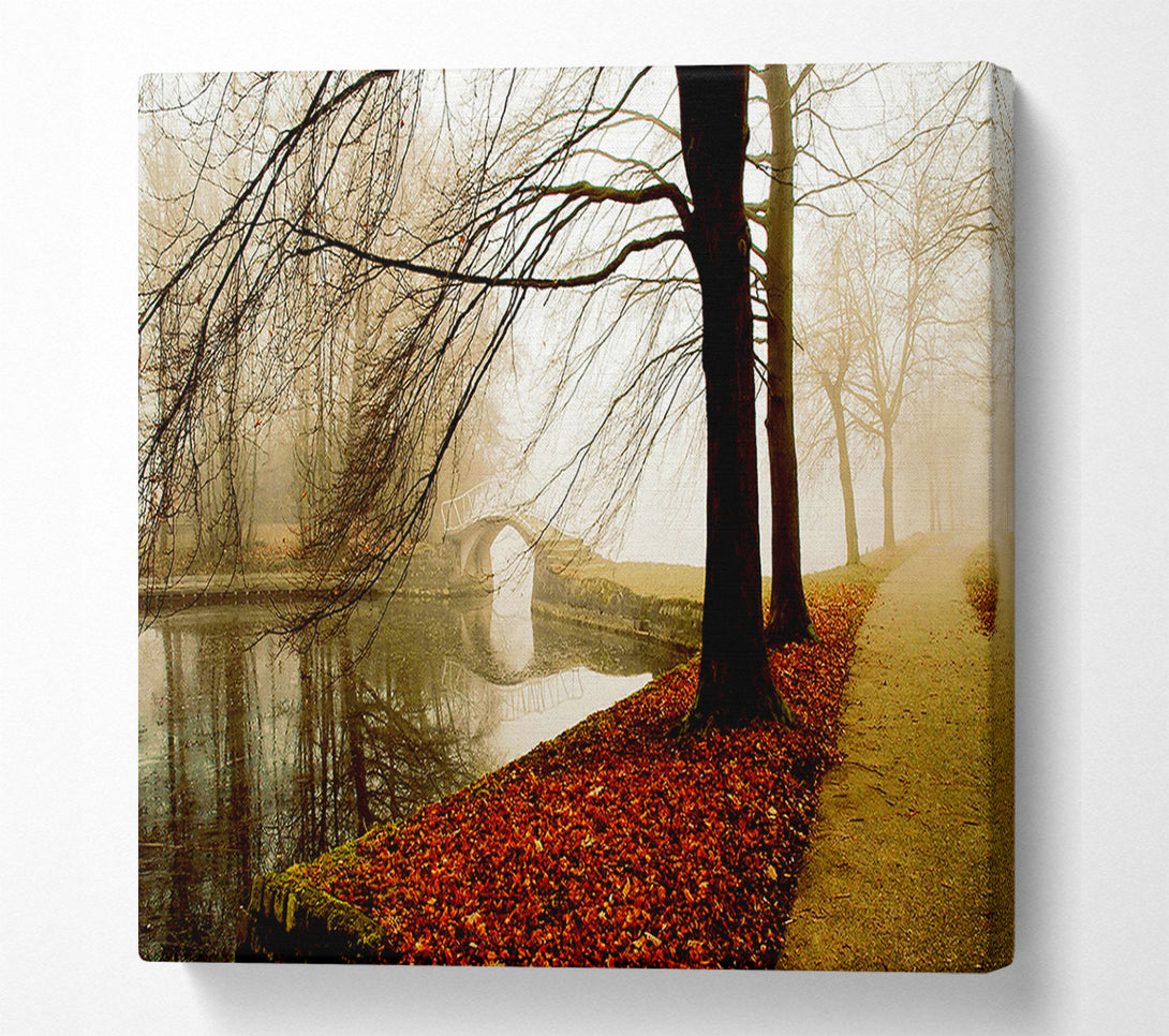  A Canvas Print of Morning Mist River Walk Canvas Wall Art