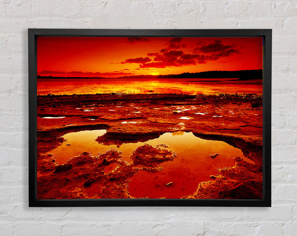 Stunning Orange Water Bay Framed Print