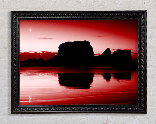 Moon Reflections Red Framed Print