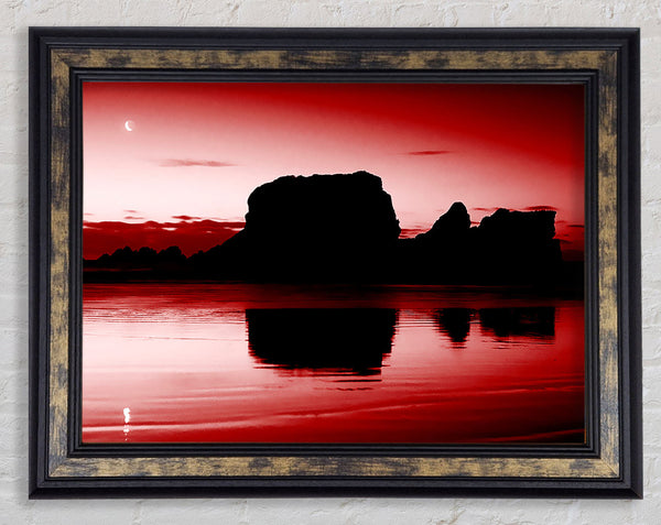 Moon Reflections Red Framed Print