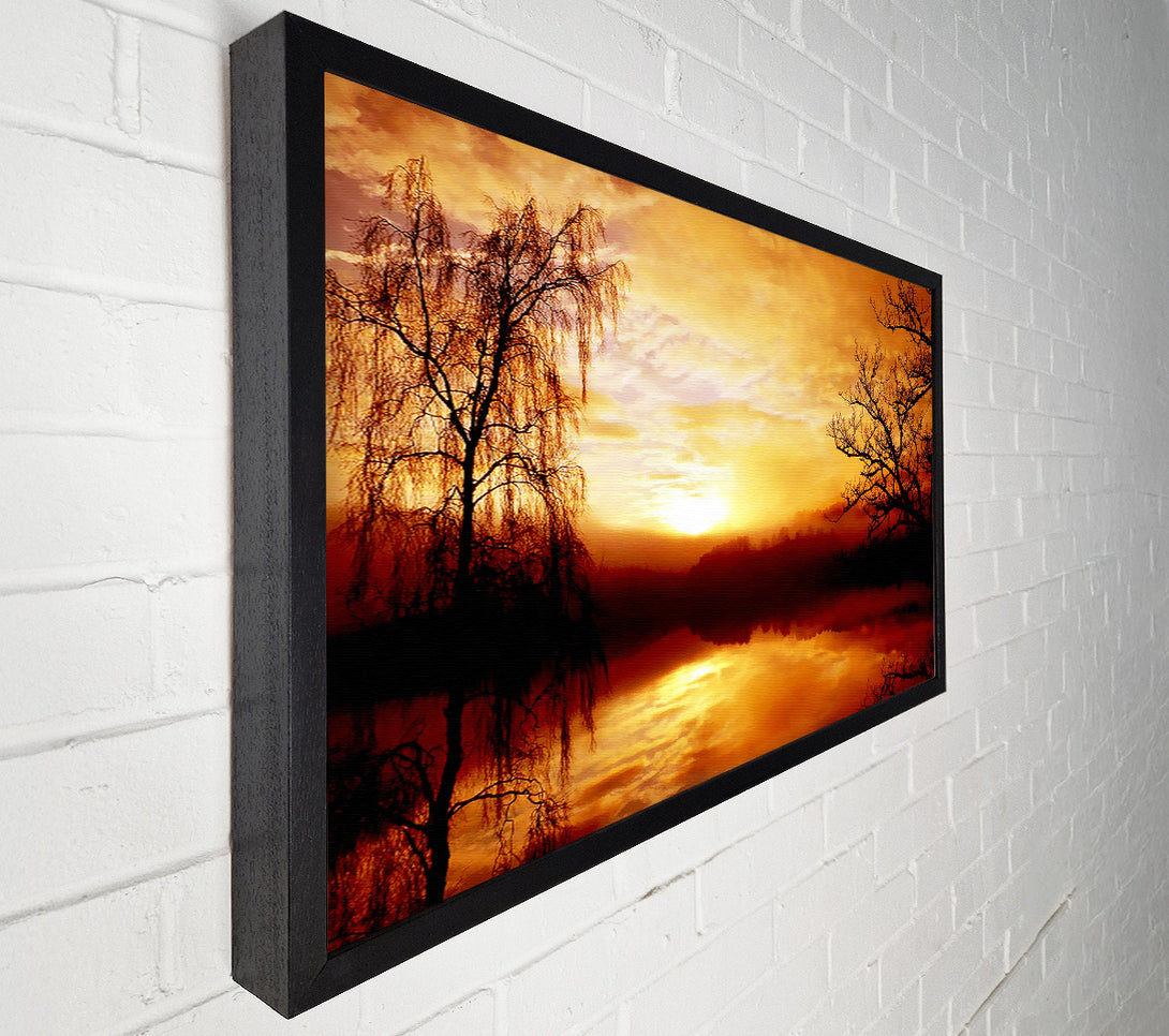  A Canvas Print of Golden Clouds Over The Lake Canvas Wall Art