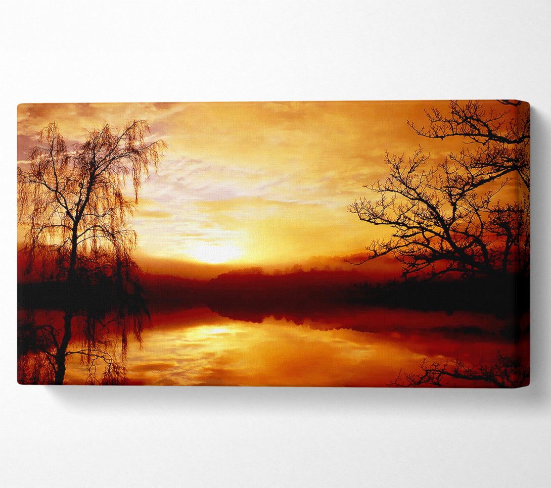  A Canvas Print of Golden Clouds Over The Lake Canvas Wall Art