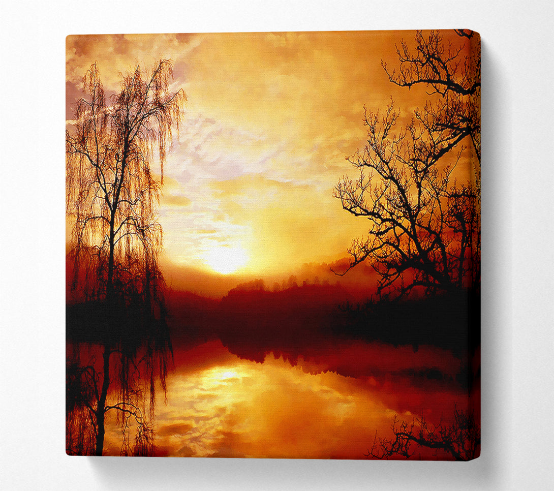  A Canvas Print of Golden Clouds Over The Lake Canvas Wall Art
