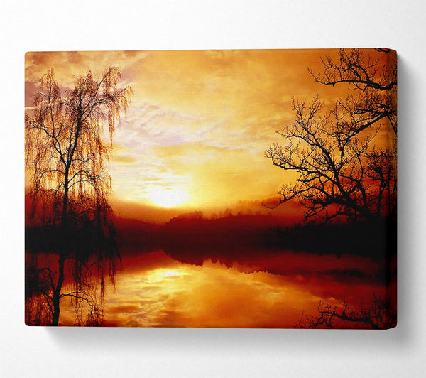  A Canvas Print of Golden Clouds Over The Lake Canvas Wall Art