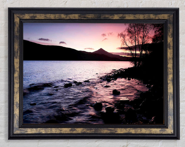 River Bank Sunrise Framed Print