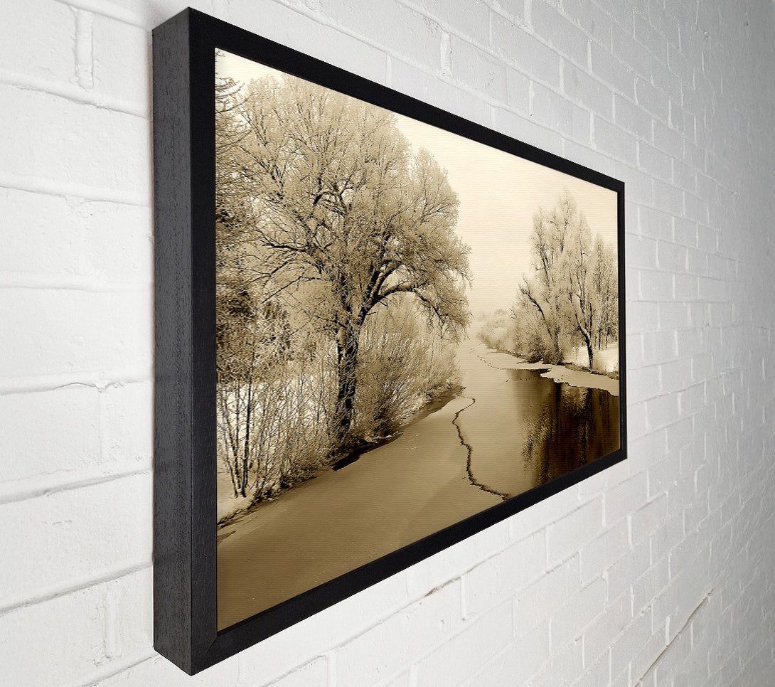  A Canvas Print of Winter Wonderland Sepia Canvas Wall Art