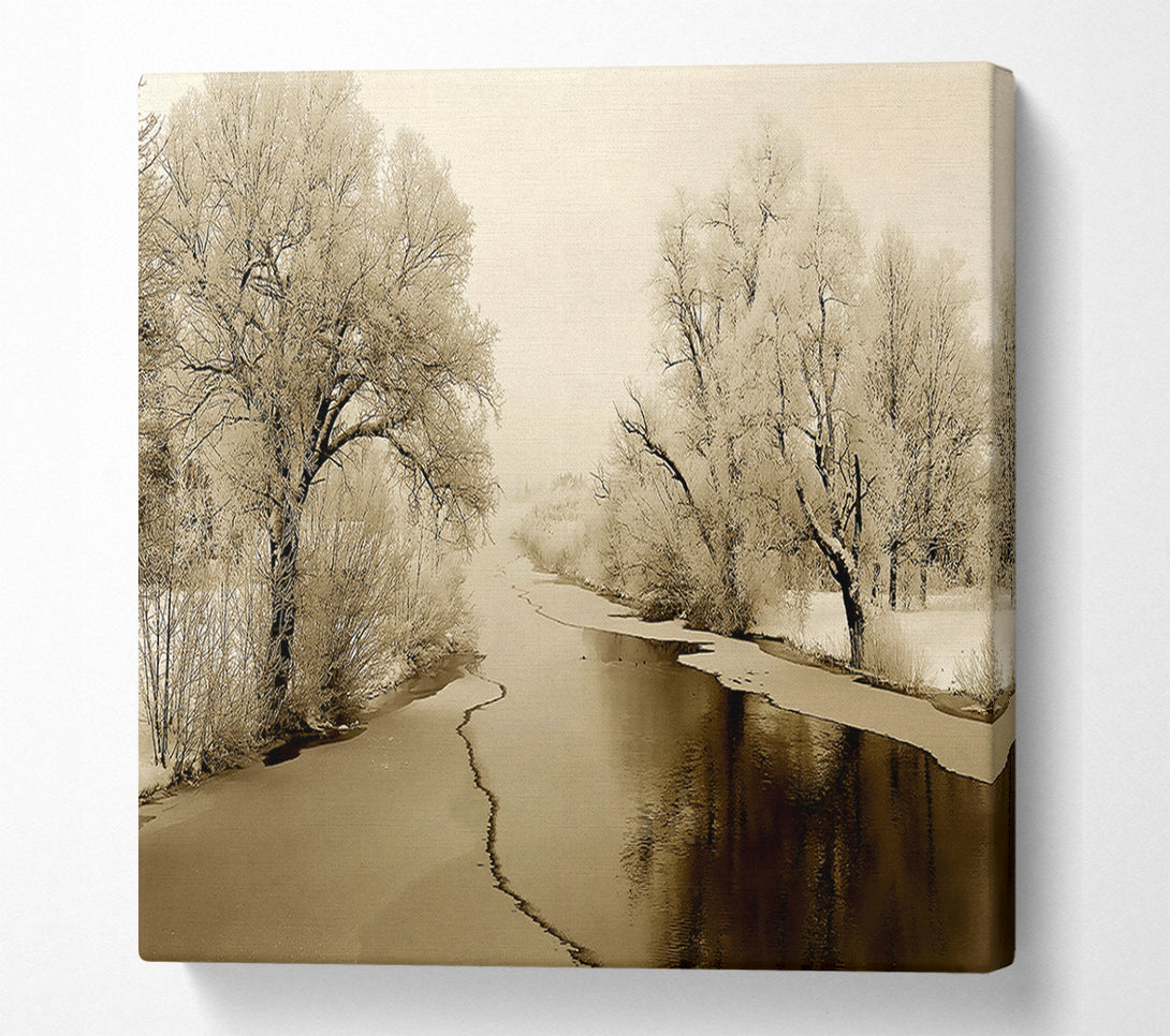  A Canvas Print of Winter Wonderland Sepia Canvas Wall Art