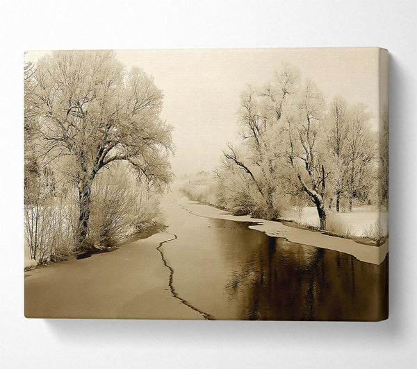  A Canvas Print of Winter Wonderland Sepia Canvas Wall Art