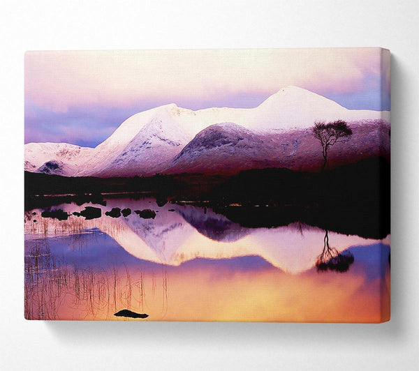  A Canvas Print of Tranquil Mountain Snow Reflections Canvas Art