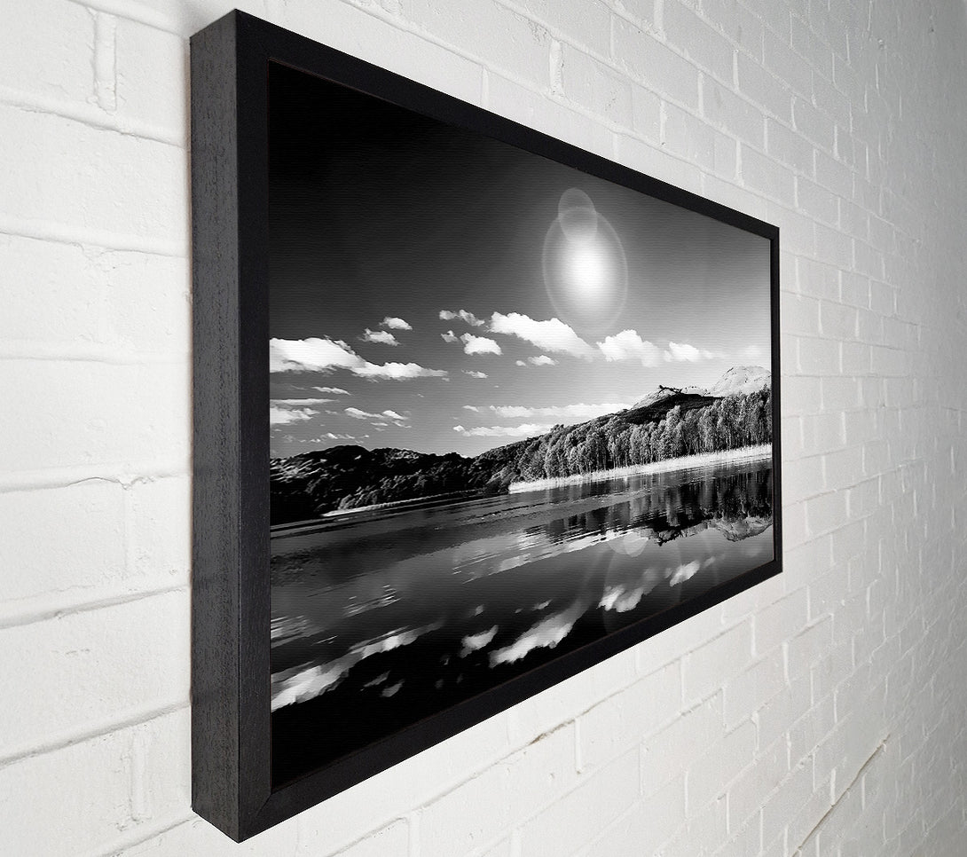  A Canvas Print of Sun Lake Reflections B n W Canvas Wall Art