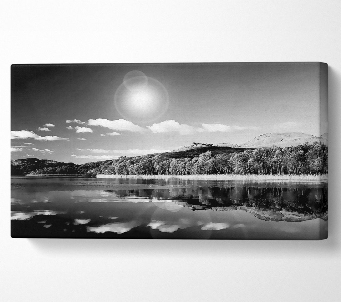  A Canvas Print of Sun Lake Reflections B n W Canvas Wall Art