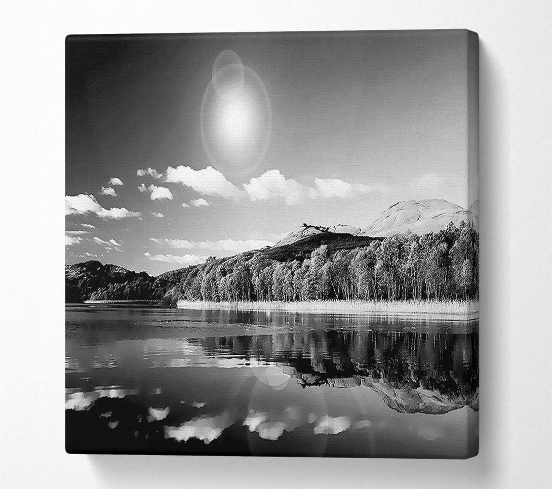  A Canvas Print of Sun Lake Reflections B n W Canvas Wall Art