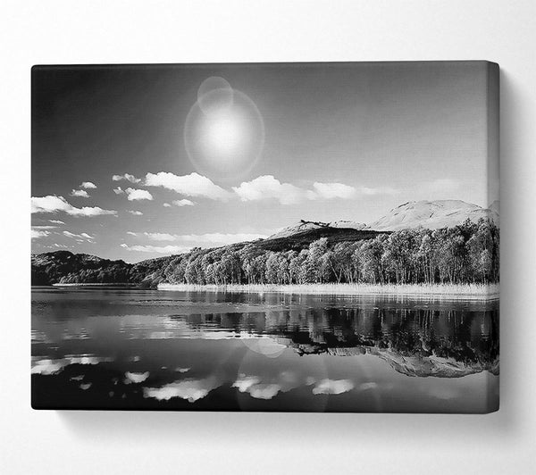  A Canvas Print of Sun Lake Reflections B n W Canvas Wall Art