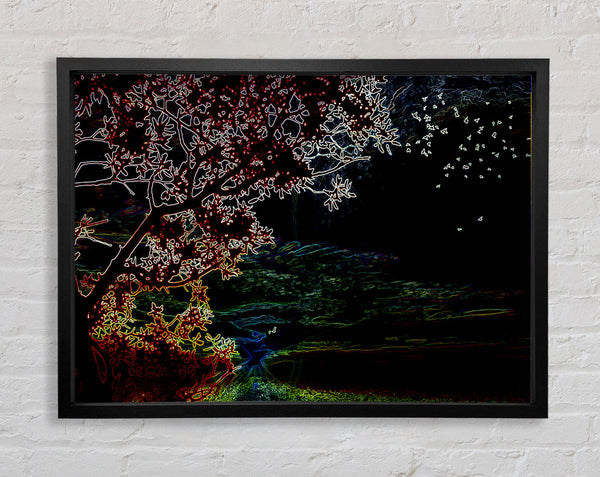 Neon Lake Framed Print