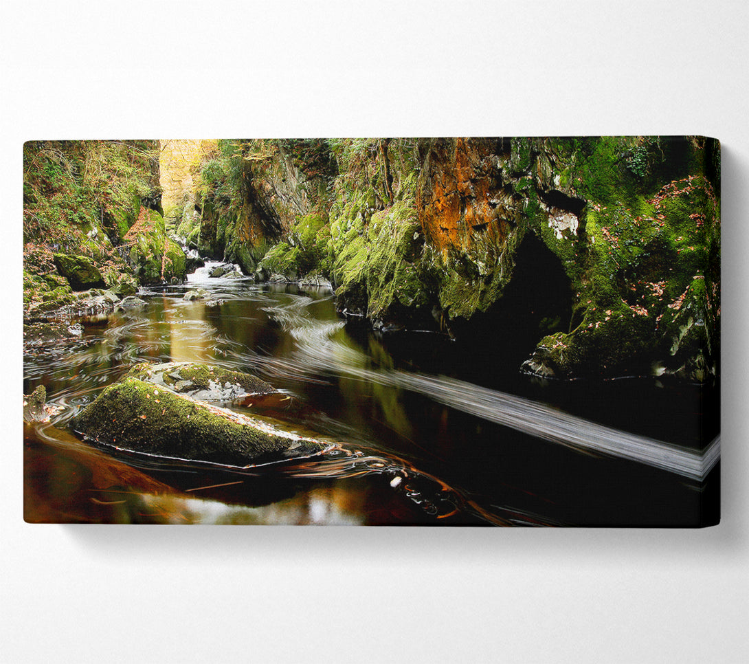  A Canvas Print of Woodland Stream Flows Canvas Print