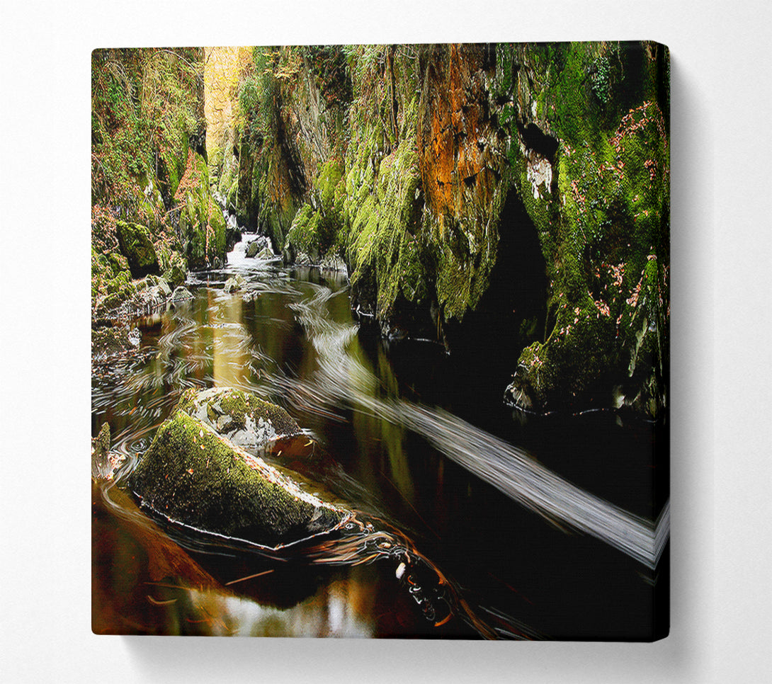  A Canvas Print of Woodland Stream Flows Canvas Print