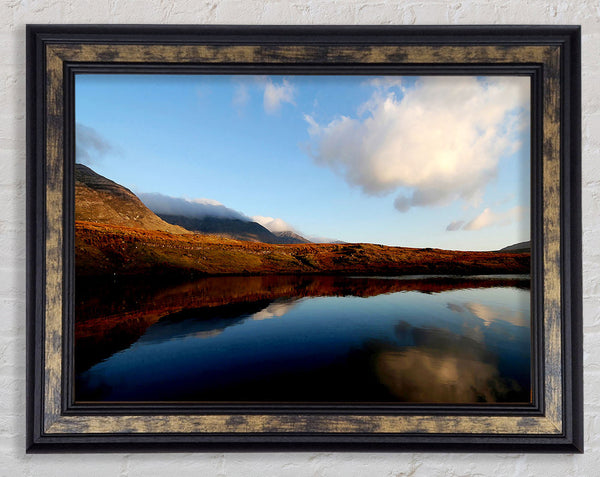 The Contours Of The Mountain Lake Framed Print