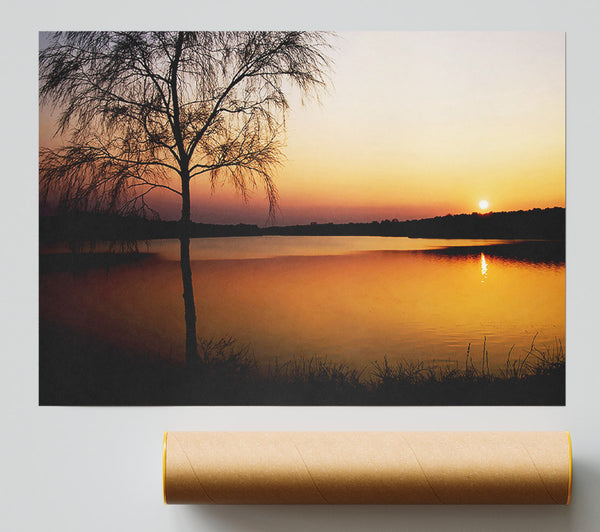 Peaceful Lake At Dawn Giclee Print
