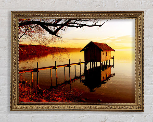Lake Retreat Golden Framed Print