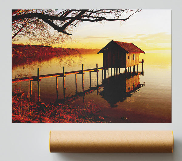 Lake Retreat Golden Poster