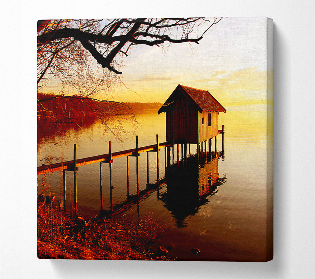  A Canvas Print of Lake Retreat Golden Canvas Art