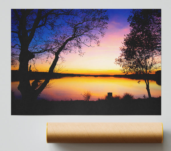 Calm Lake Sunset Poster