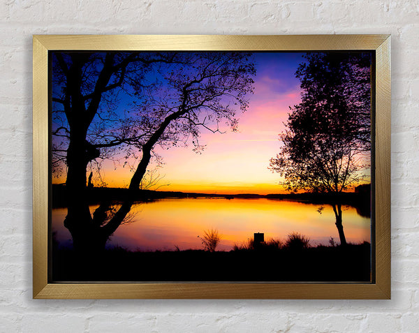 Calm Lake Sunset Framed Print