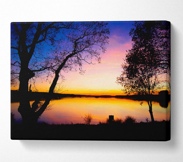  A Canvas Print of Calm Lake Sunset Canvas Wall Art