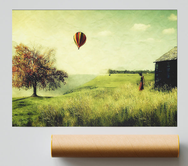 Hot Air Balloon Ride In The Countryside Print