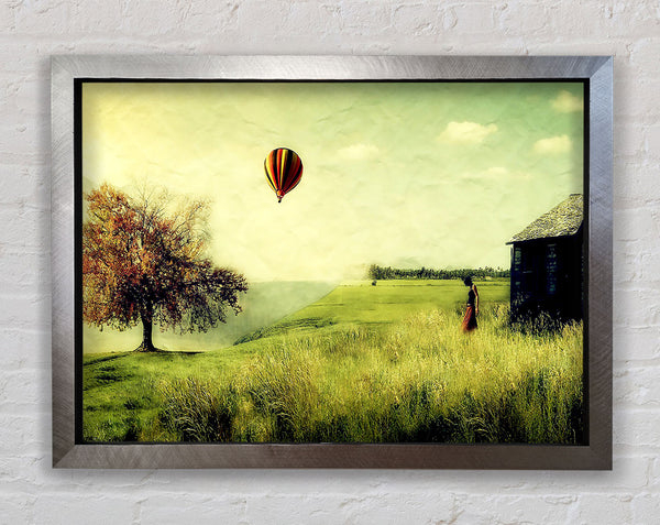 Hot Air Balloon Ride In The Countryside Framed Print