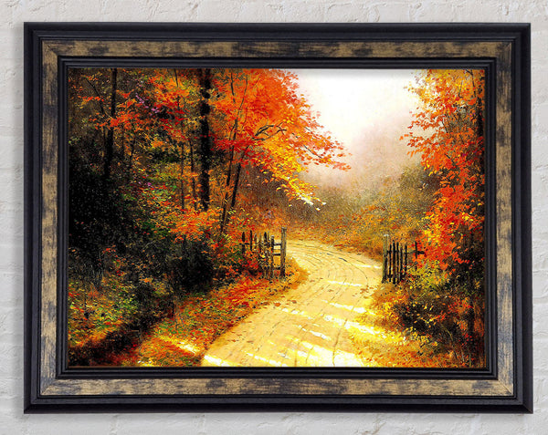 Autumn Lane Framed Print