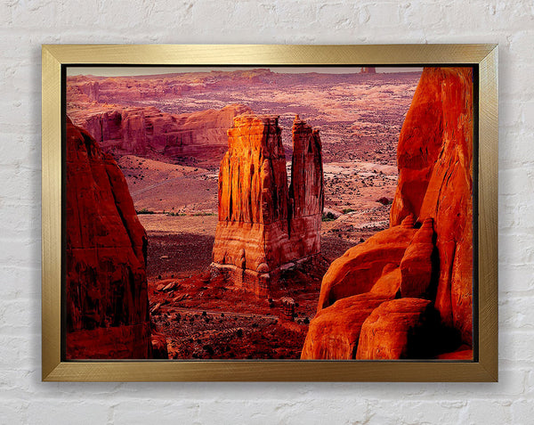 Courthouse Towers At Sunset Arches National Park Utah Framed Print