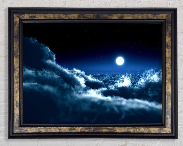 Moon Over Clouds Framed Print