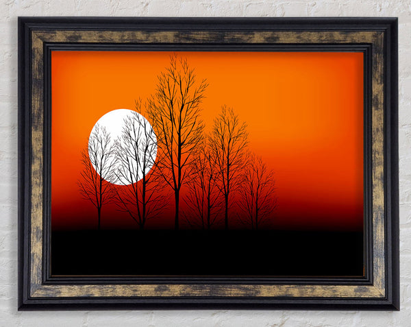 Orange Sunset Trees Framed Print