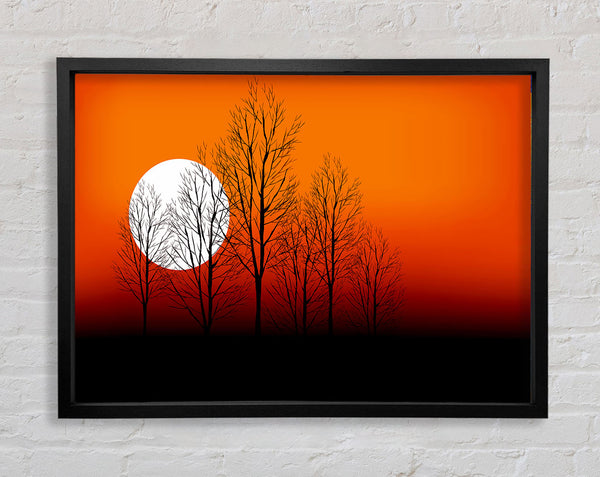Orange Sunset Trees Framed Print