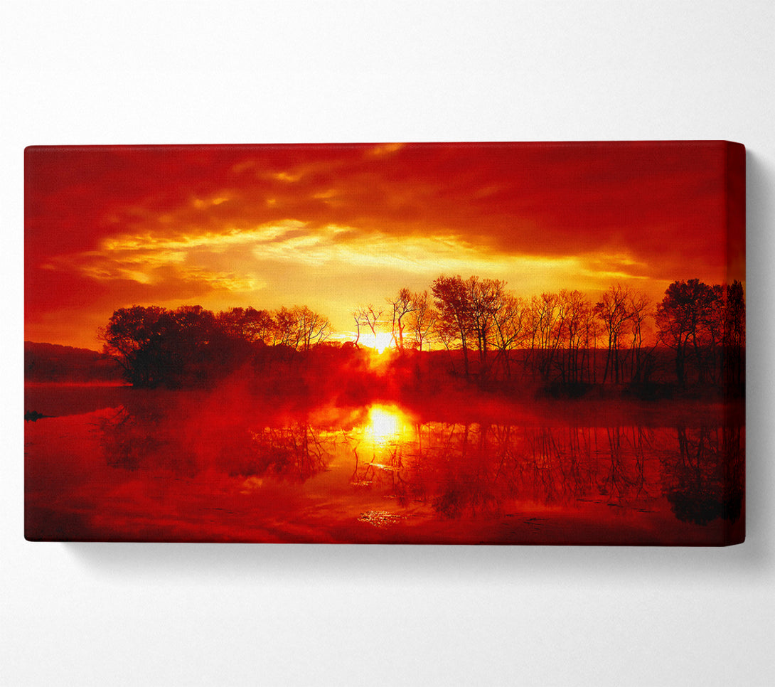  A Canvas Print of Stunning Lake Sunrise Reflections Canvas Art