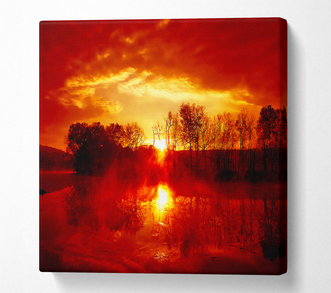  A Canvas Print of Stunning Lake Sunrise Reflections Canvas Art