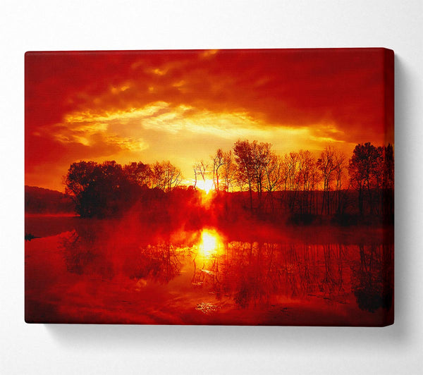  A Canvas Print of Stunning Lake Sunrise Reflections Canvas Art