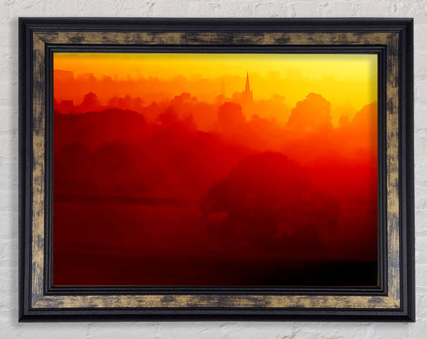 Orange Morning Countryside Framed Print