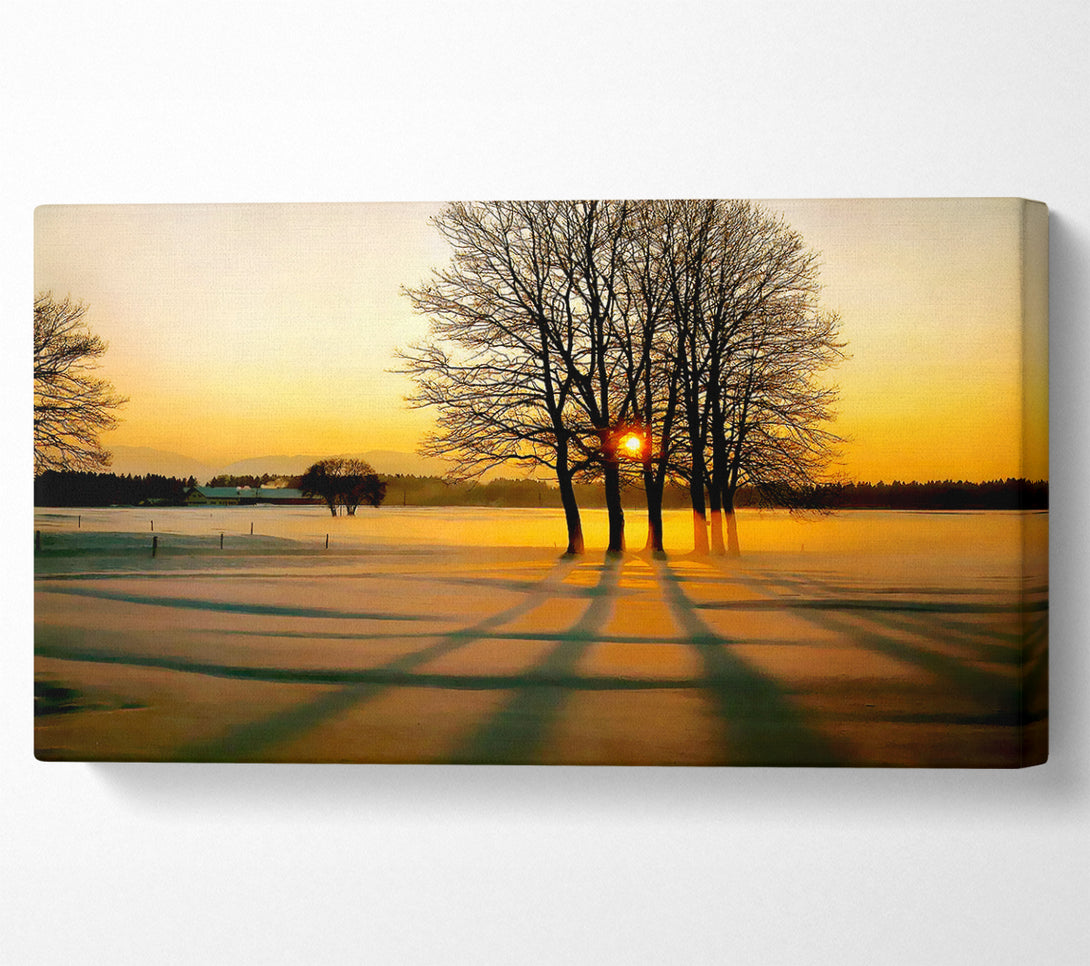 A Canvas Print of Winter Tree Sunrise Golden Canvas Wall Art