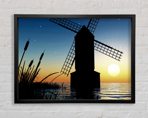 Windmill Ocean Nights Framed Print