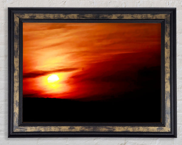 Sun Through The Red Clouds Framed Print