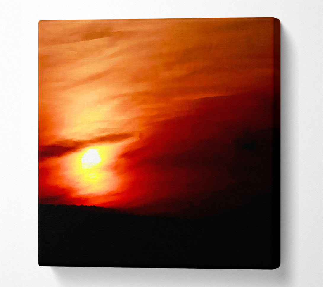  A Canvas Print of Sun Through The Red Clouds Canvas Print