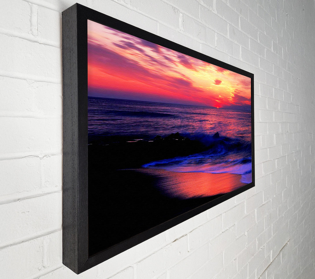  A Canvas Print of Stunning Red Distant Sun Ocean Canvas Art