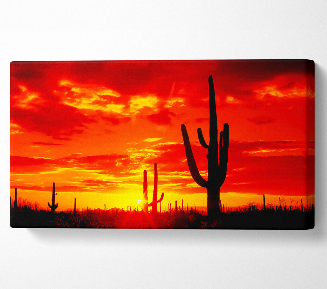  A Canvas Print of Red Desert Cactus Canvas Print